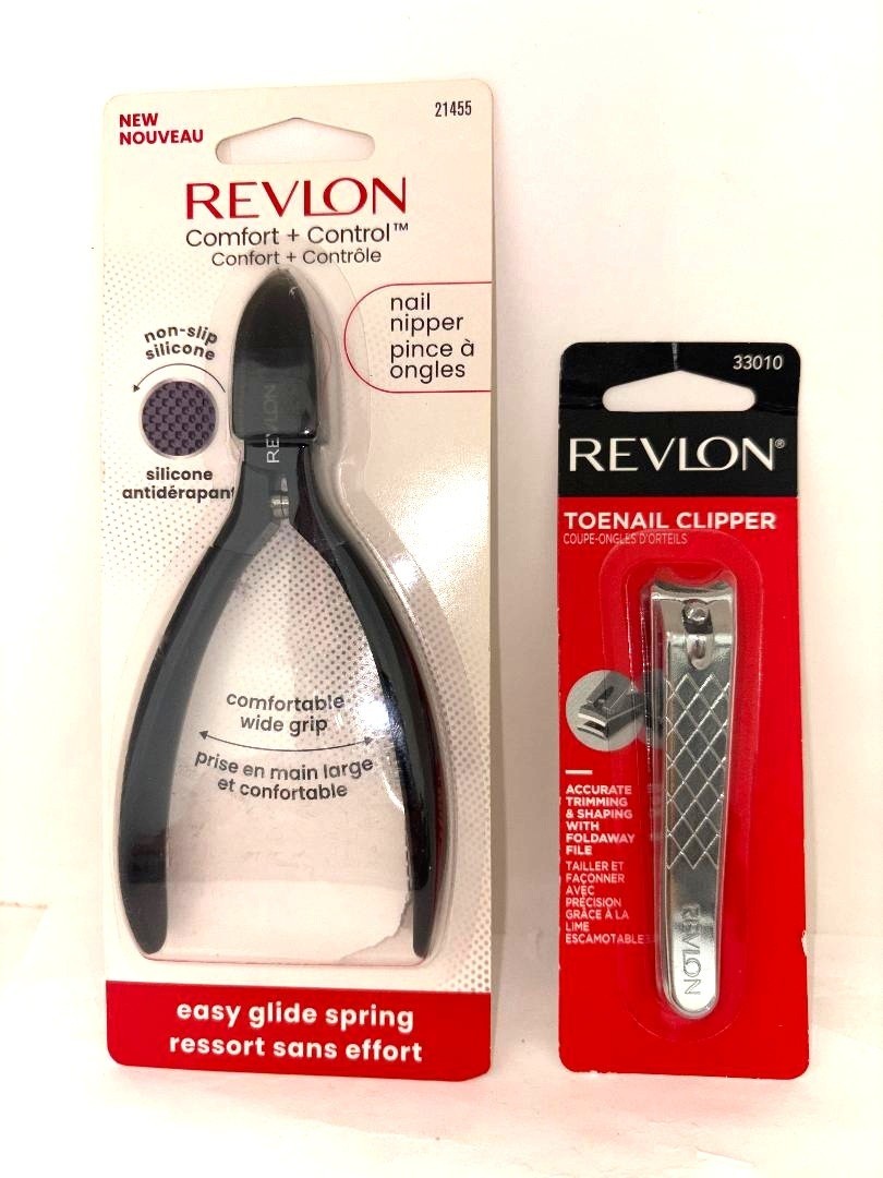 2 PK - Revlon Comfort and Control Hand Nail Nipper & Toenail Clipper