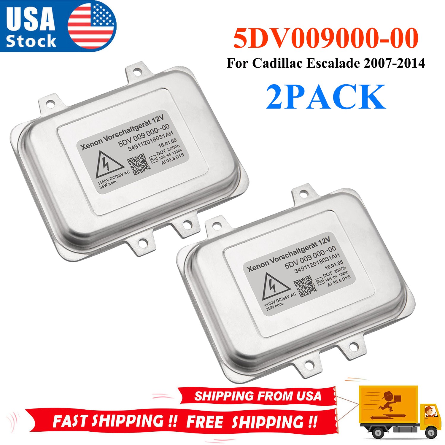Headlight Ballast Set of 2 Xenon HID Module Unit For Cadillac Escalade 2007-2014