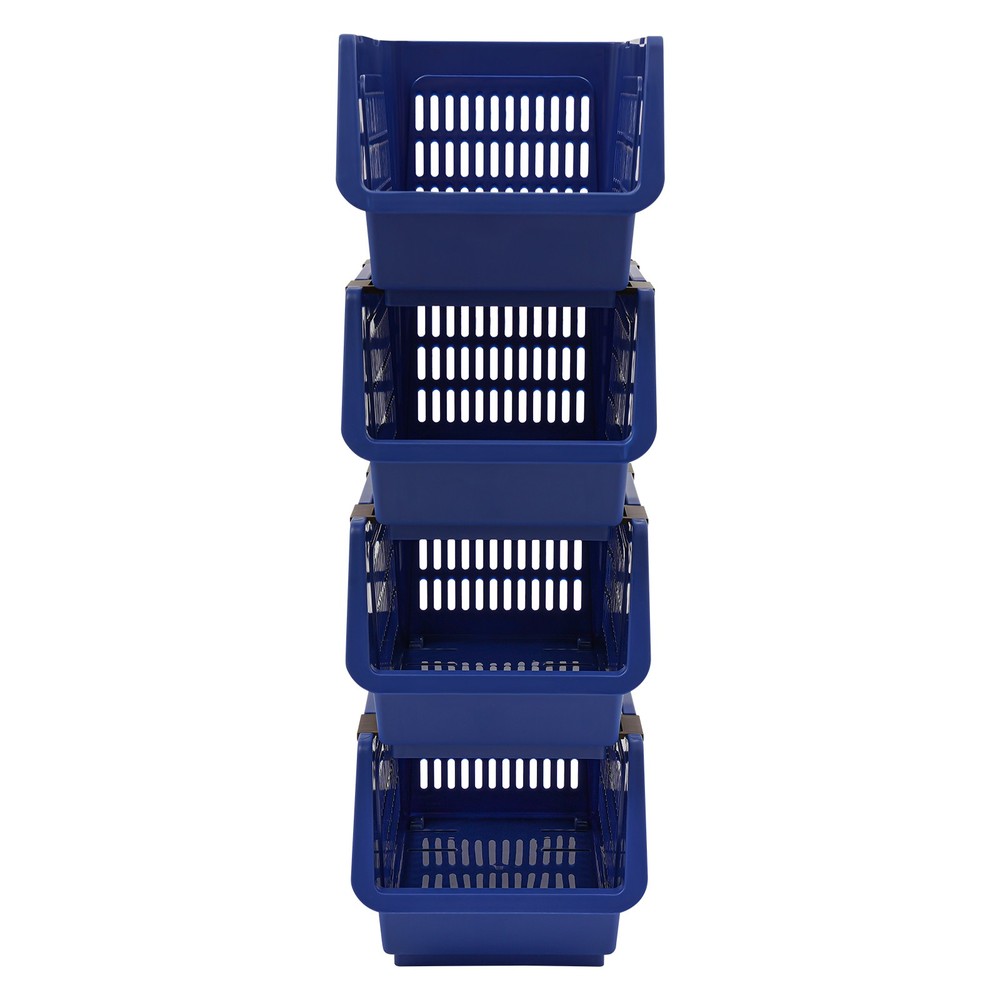 4 PCS Stacking Storage Baskets, PP Plastic Stackable Organizer Bins 76x34x24cm