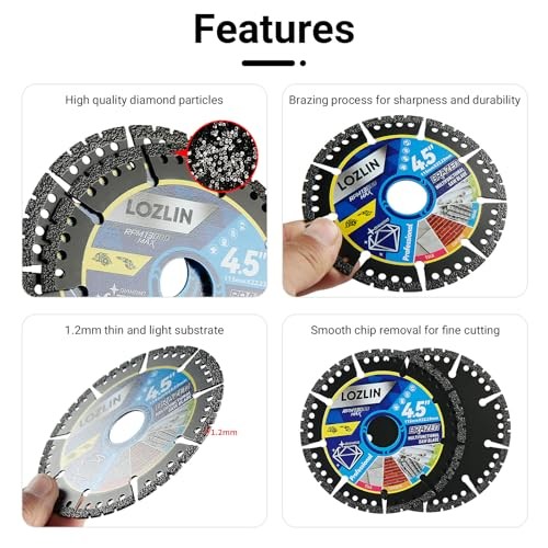 3-Pack 4.5' Diamond Saw Blades Angle Grinder Discs Multi-Purpose