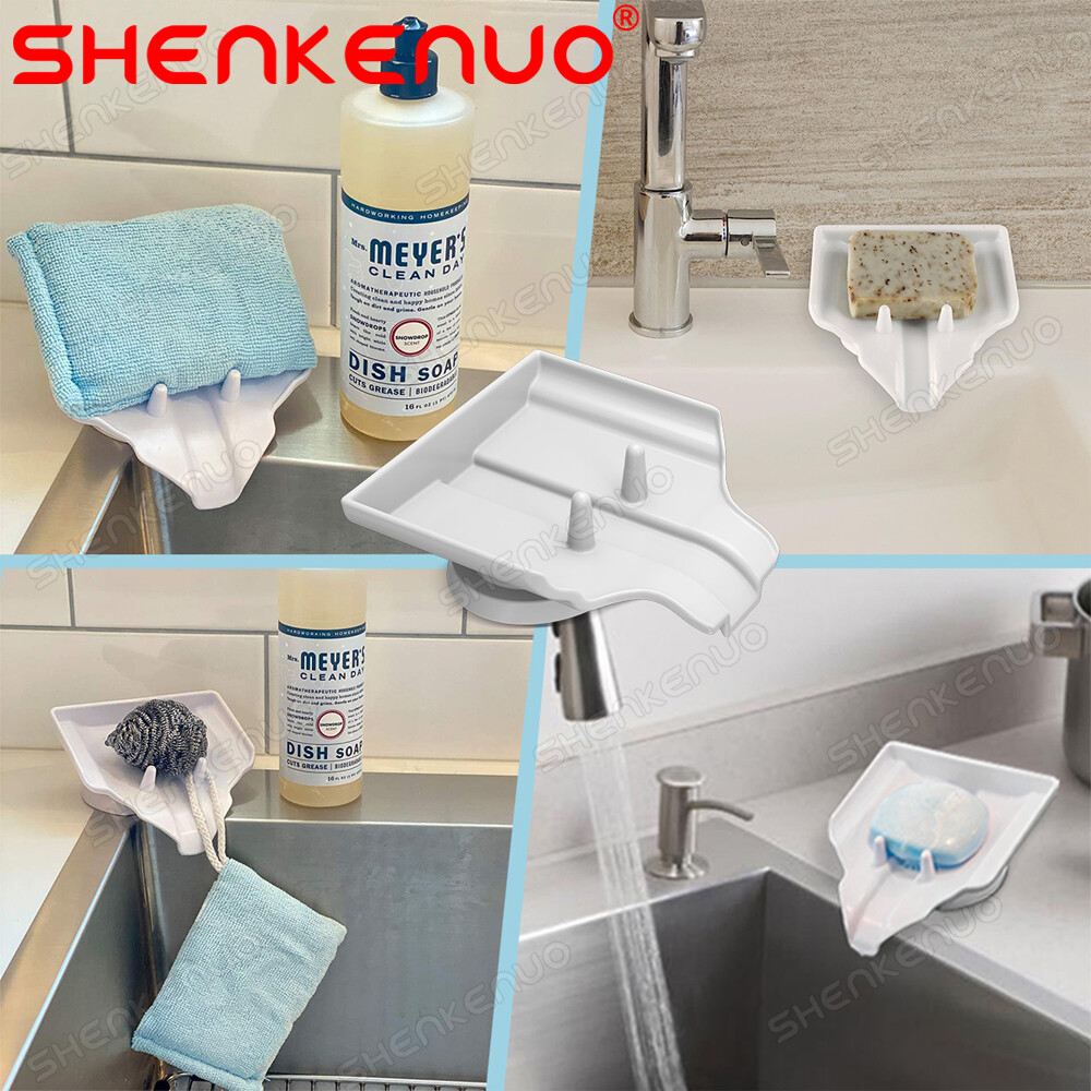 Soap Dish Holder Rectangular Self Draining Bar Soap Saver Suction Cup Bathroom U