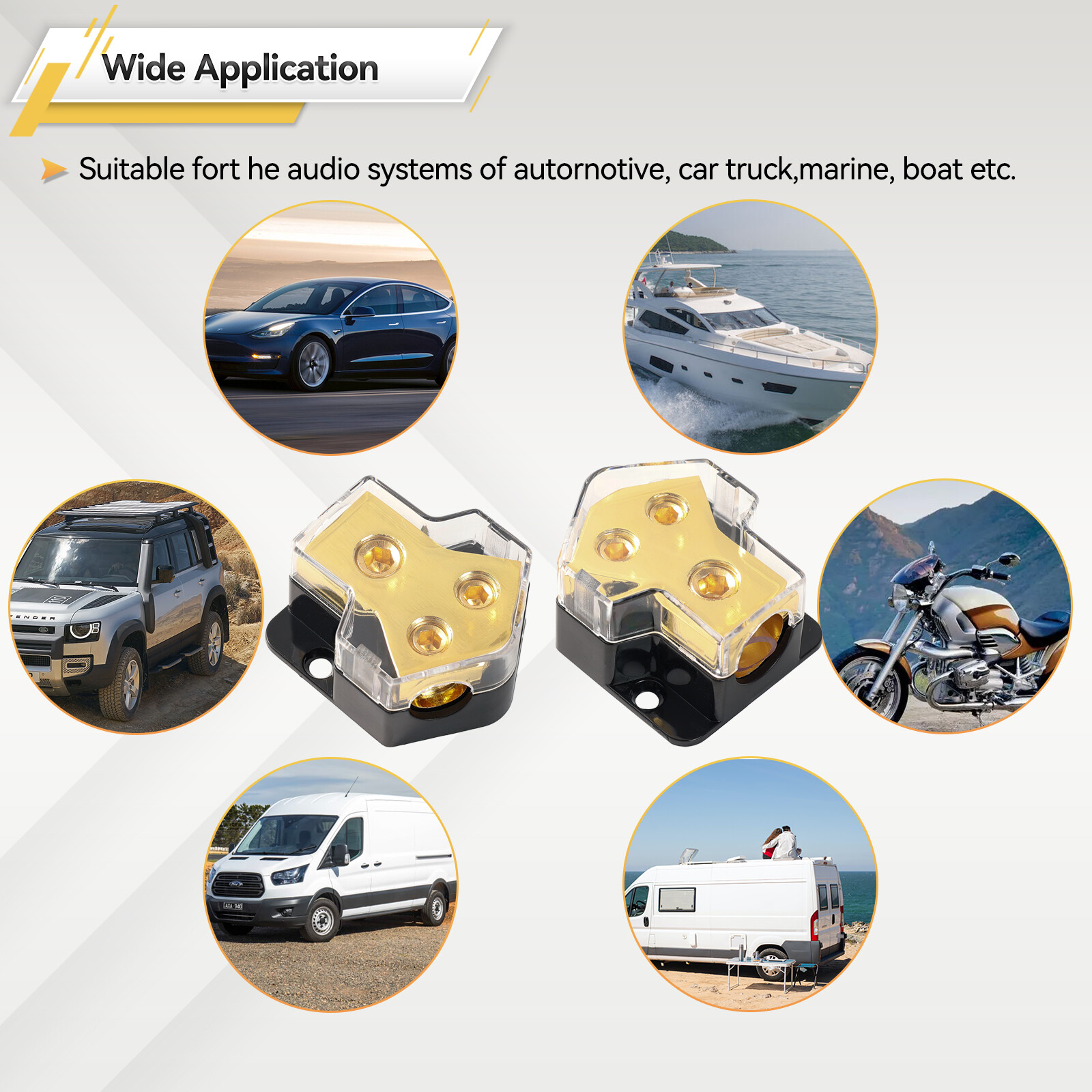 2x Car Audio Splitter Amp Distribution Power 0/2/4 Gauge In 4 / 6 / 8 Gauge Out.