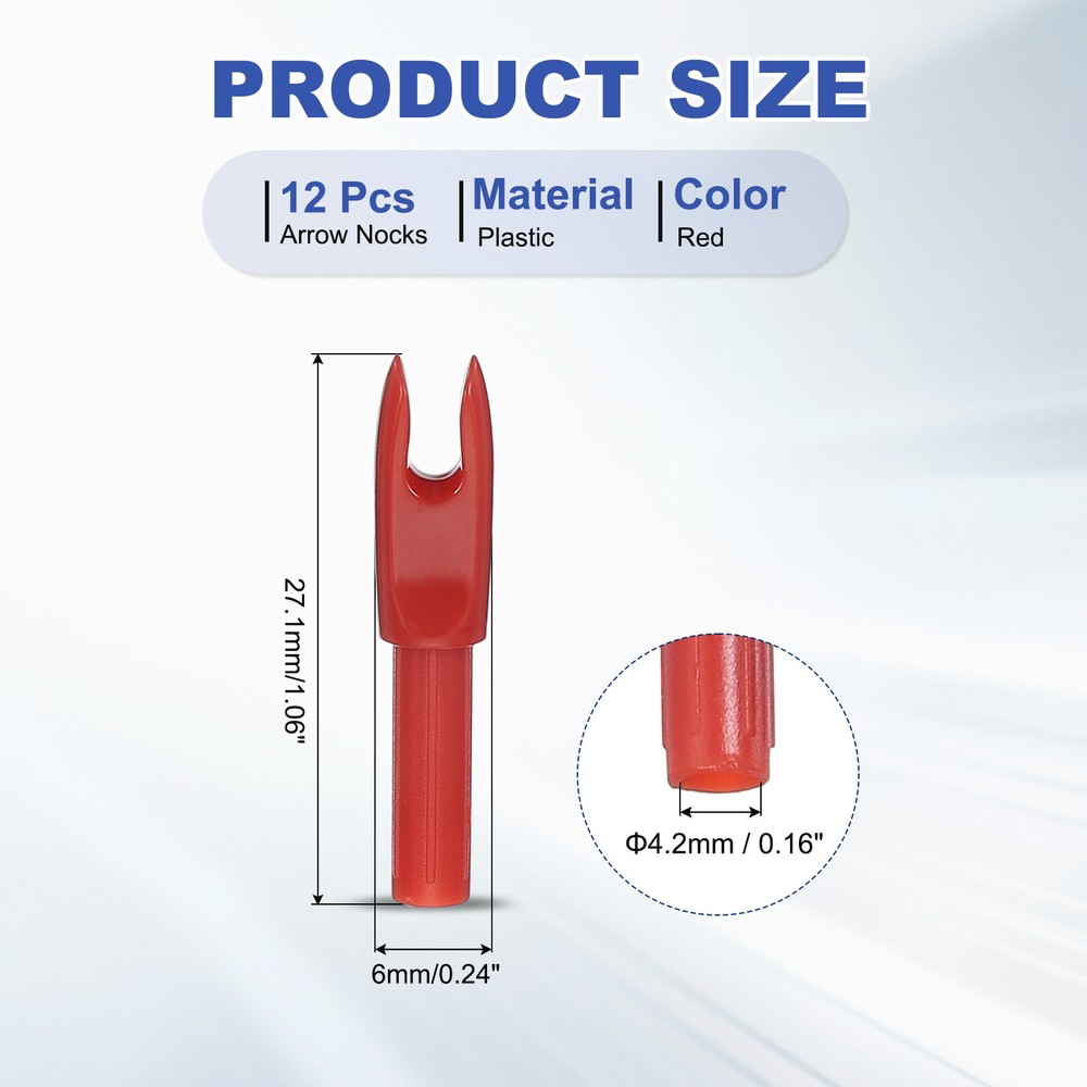 12 Pack Archery Arrows Nocks 4.2mm Plastic Insert Arrow Nock Red
