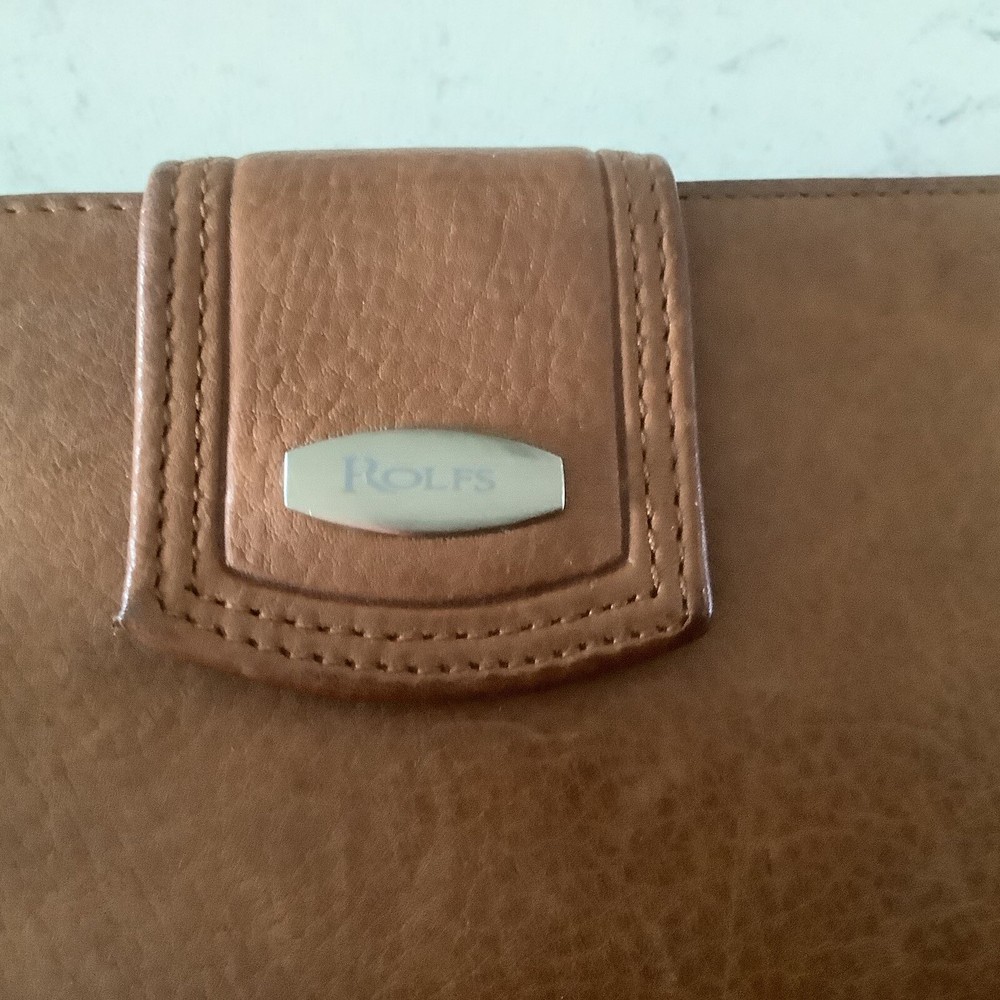 Rolfs Brown Leather Checkbook Wallet Bi-fold