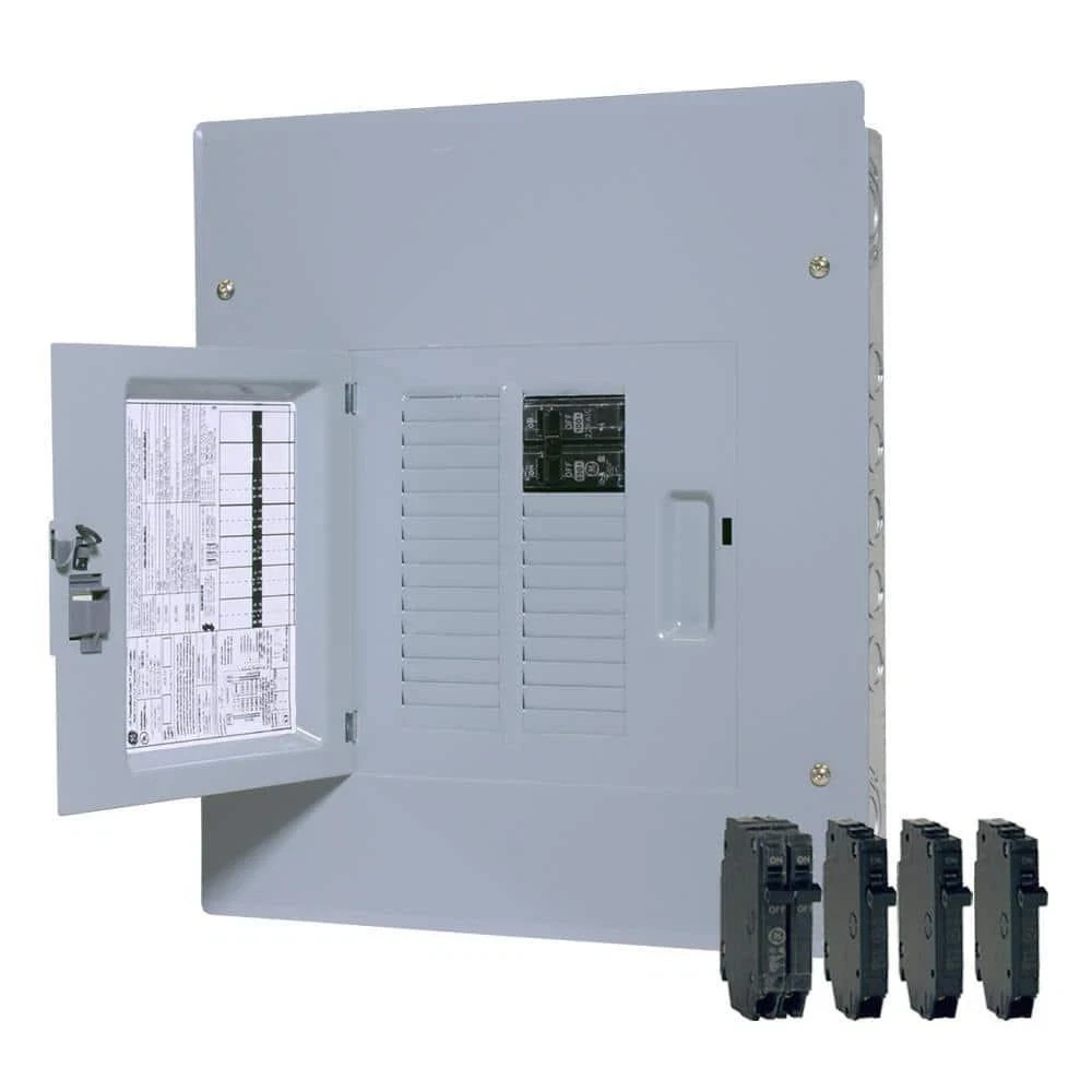 New GE 100 Amp 12-Space 22-Circuit Main Breaker Indoor Load Center & Breaker Kit