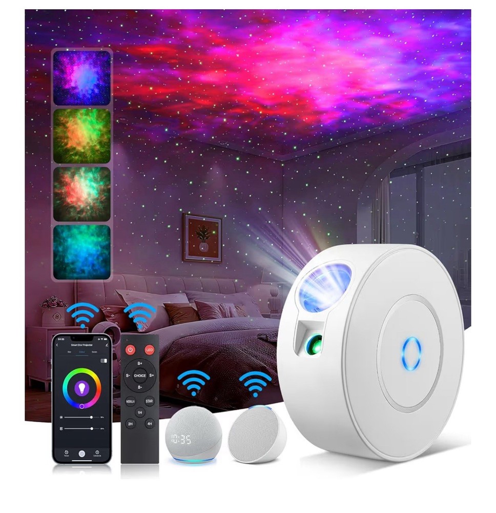Galaxy Star Projector LED Night Light Bluetooth Speaker Remote App Voice