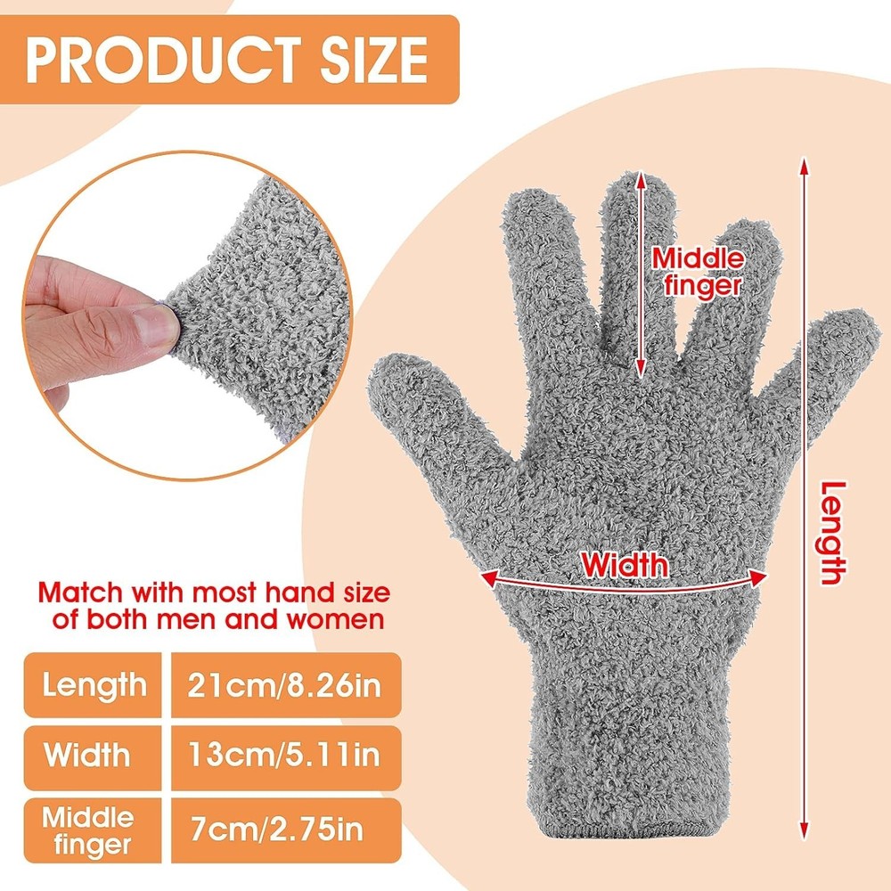Efficient Microfiber Cleaning Gloves - Washable Mittens for Safe House Cleaning