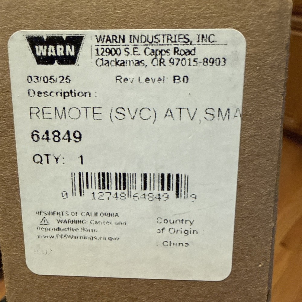 Warn 64849 Atv Winch Remote Control Replacement NIB