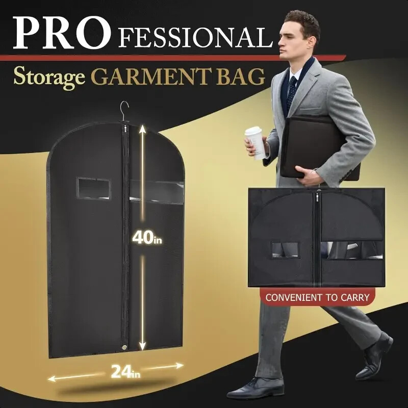 Set of 5 Garment Bag Suit Bag for Storage and Travel 40 Inch Washable Suit Cover
