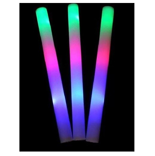 50 PCS LED Light Up Foam Sticks Baton Wands Rally Party Rave Tube Soft Glow Wand