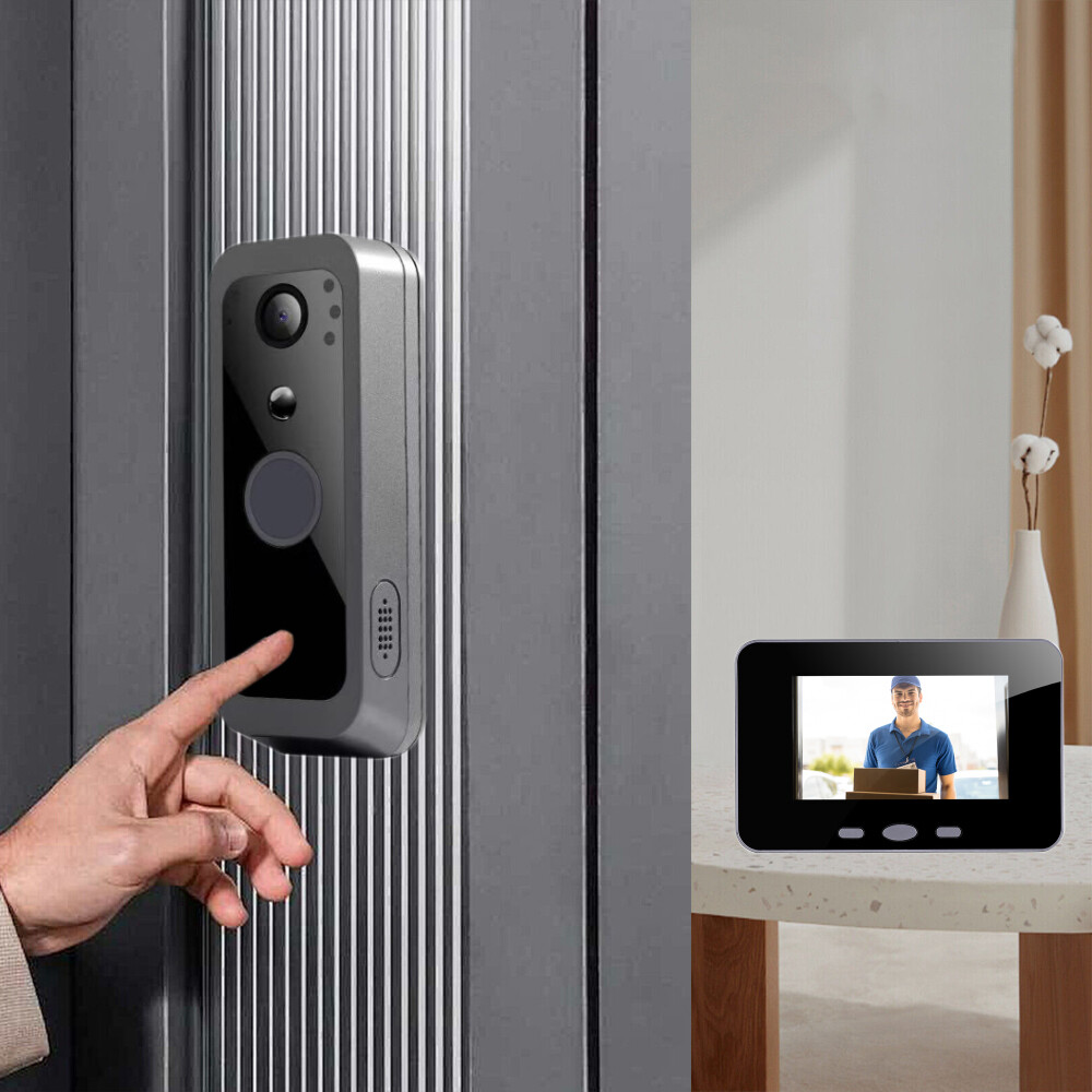 Intelligent Wireless Smart Visual Doorbell Camera 2 Way Intercom PIR 4in Display