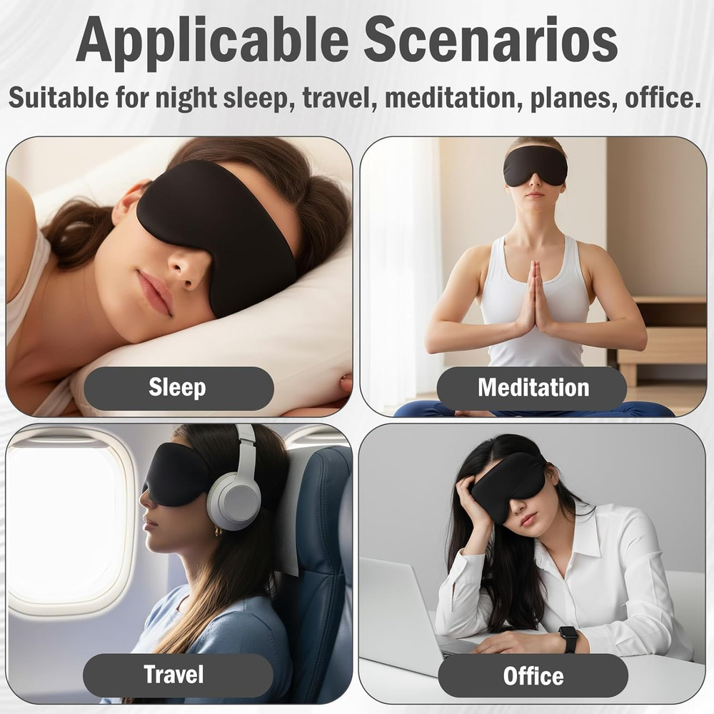 3D Sleep Mask Side Sleeper 99% Light Blocking Eye Mask with Ear Plugs