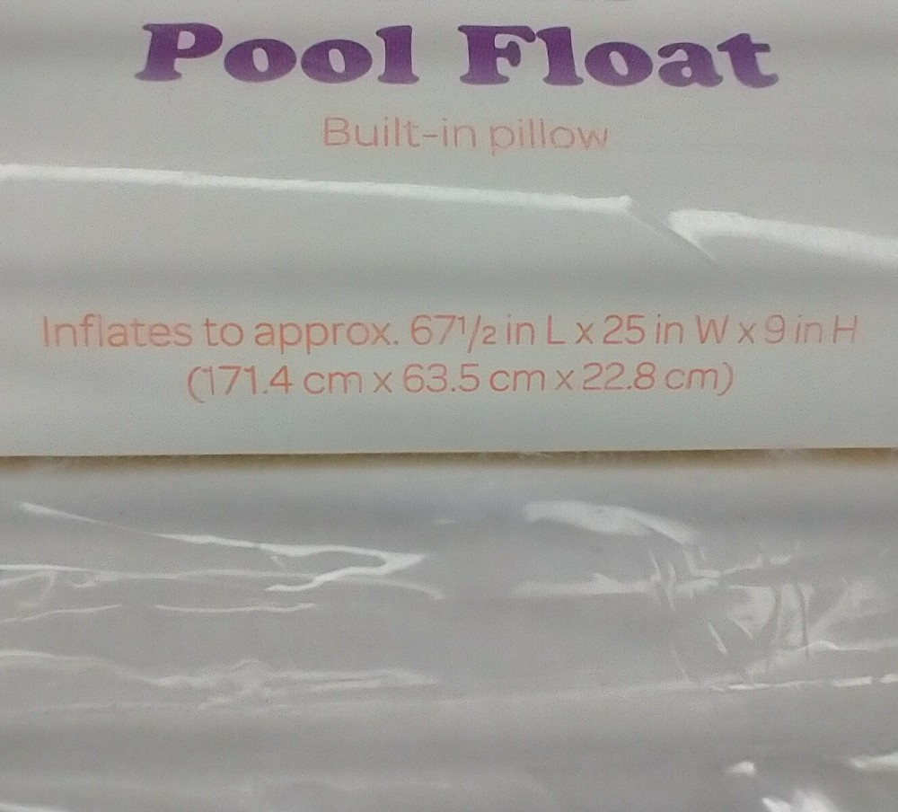 SUN SQUAD Pink Inflatable Pool Float Mattress Built In Pillow New