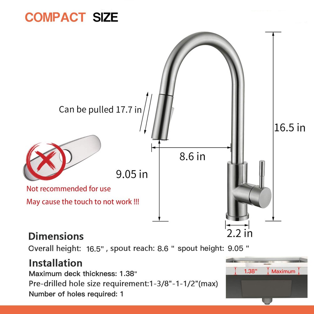 Automatic Sensor Touch Kitchen Sink Faucet Brushed Nickel with Pull Down Sprayer