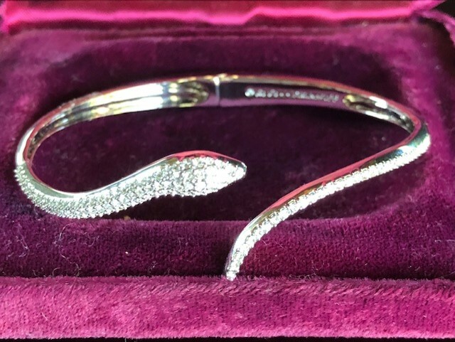 Rebecca Minkoff Pave Snake Hinge Bangle Bracelet