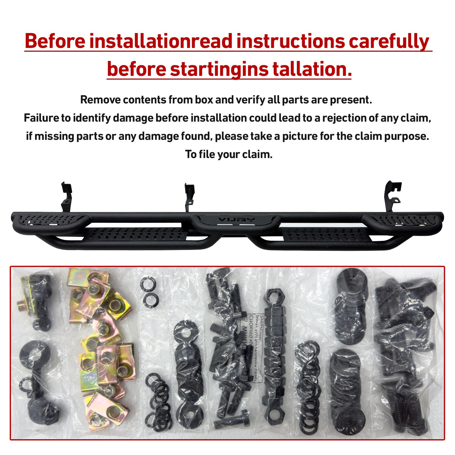 Vijay For 2015-2026 Chevy Colorado Crew Cab Running Boards & Step Bars Nerf Bar