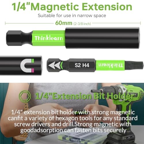 Impact Hex Head Bit Set, Allen Wrench Drill Bit Set 20pcs 2" Hex Bits Green