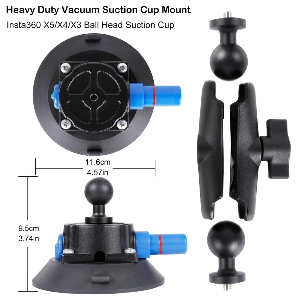 PellKing Camera Air Pump Vacuum Suction Cup Handlebar Mount Kit Compatible wi...