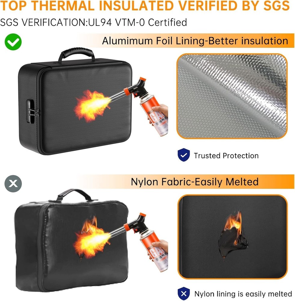Upgraded Fireproof File Organizer, Lockable Bag