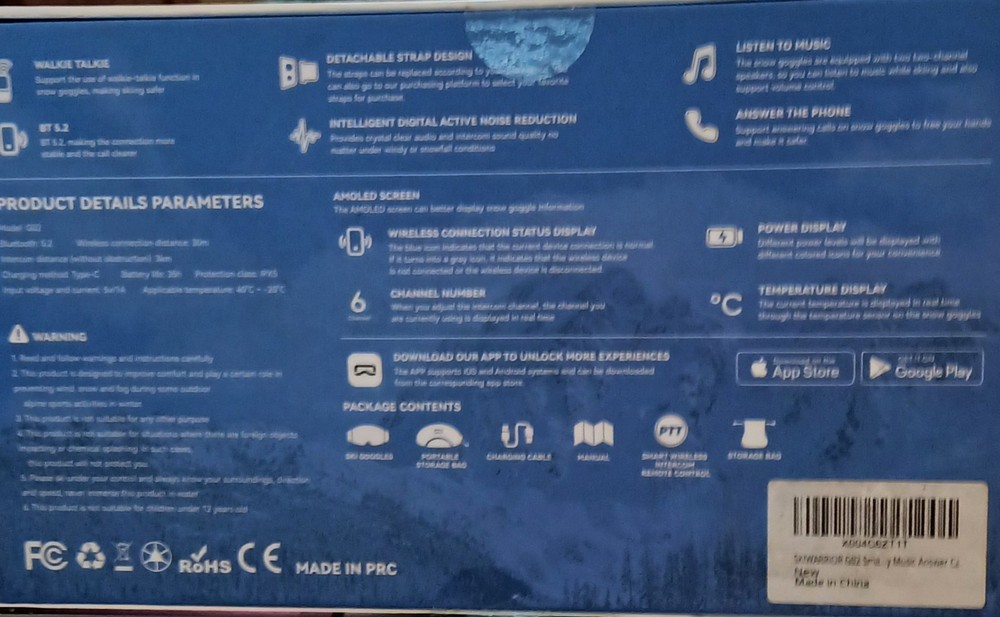 New Multifunctional Smart Bluetooth Ski Goggles, See Description Below