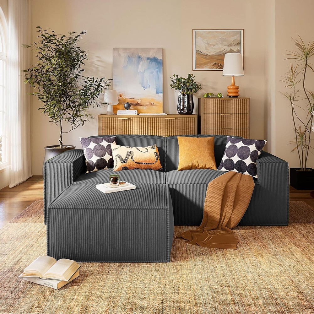 Modular Sectal Sofa, L-Shaped Modular Sectal Couch with Deep