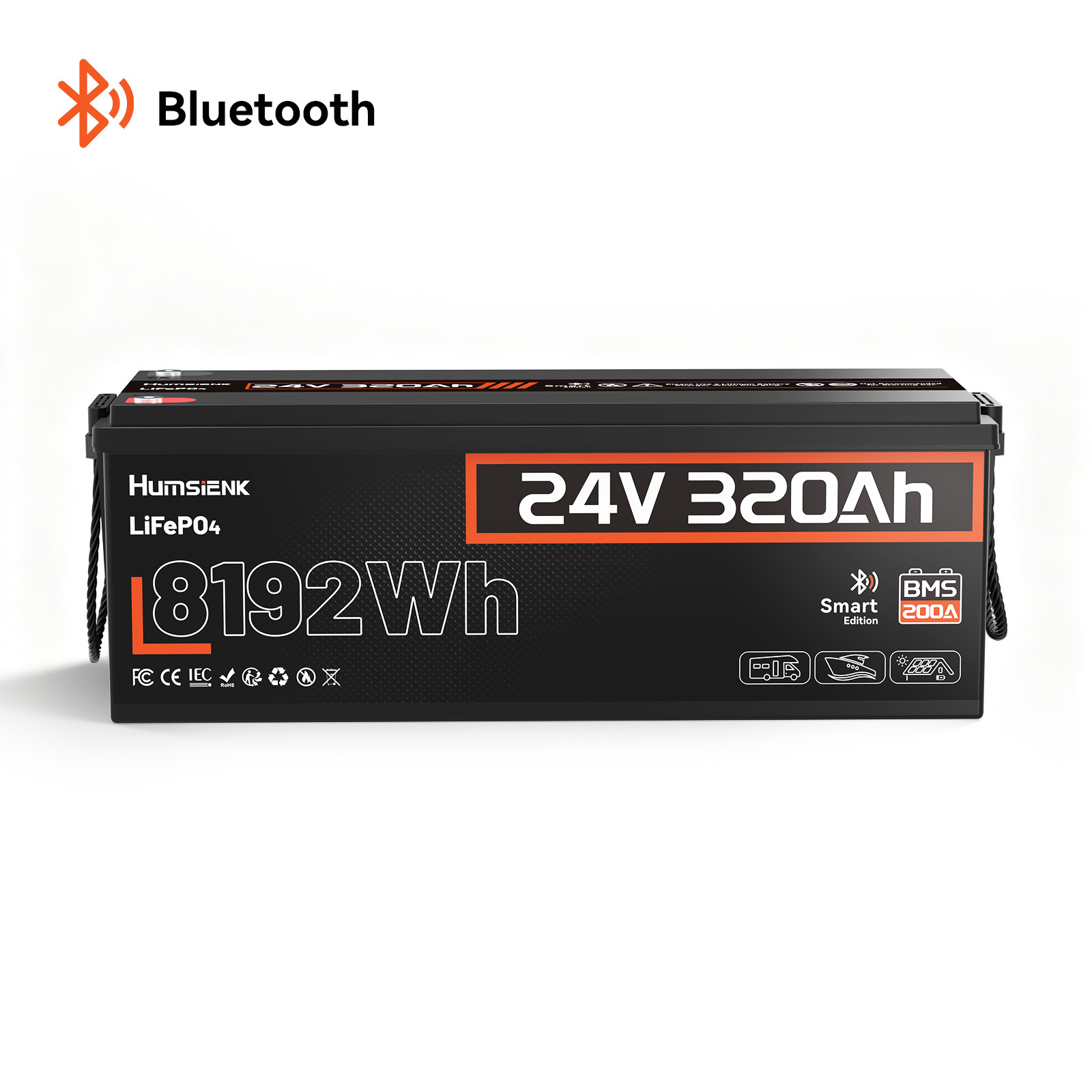 24V 320Ah 300Ah LiFePO4 Lithium Battery Bluetooth 8192Wh 200A BMS Solar Off-grid