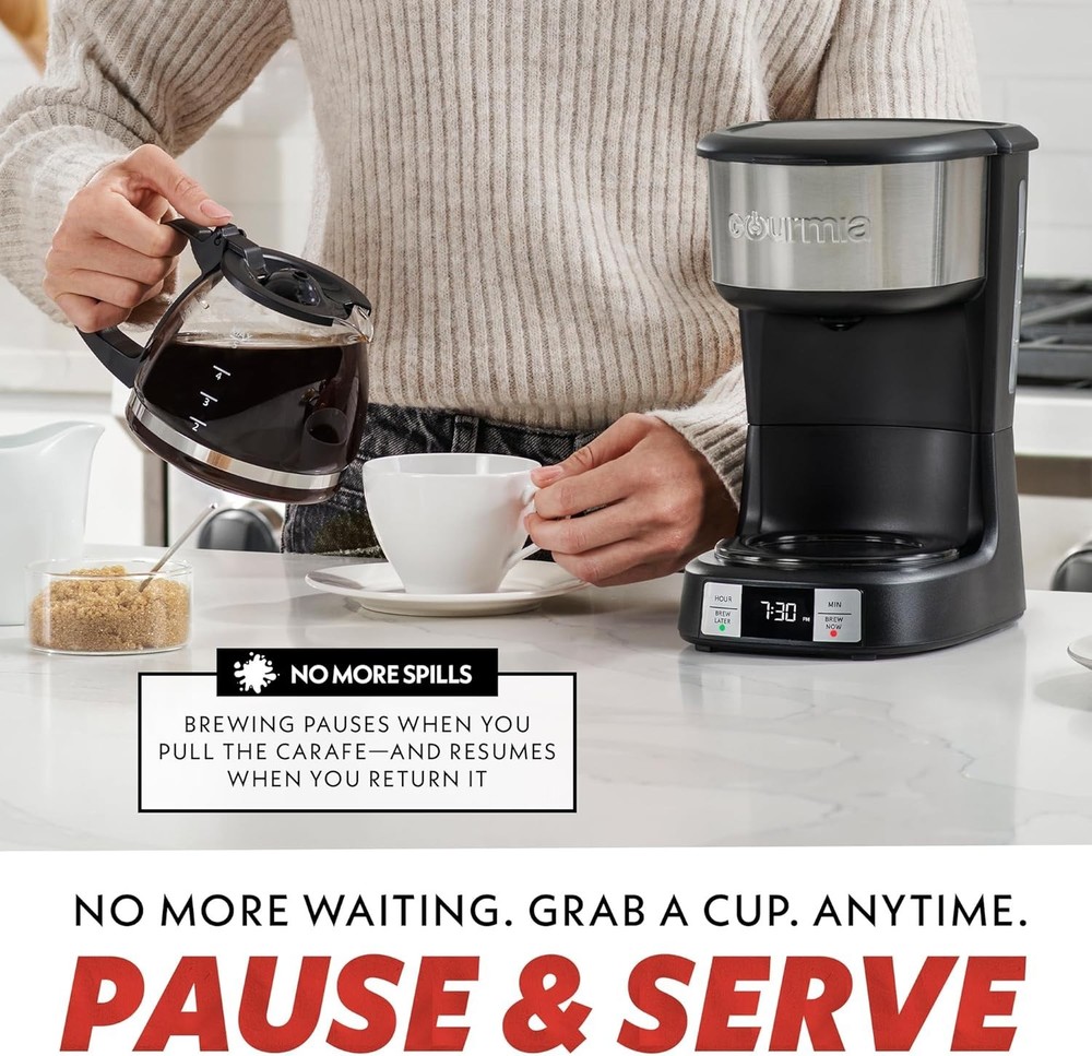 Drip Coffee Maker – 5 Cup, One-Touch Brew, Pause & Serve, Adjustable 4 Hr Kee...