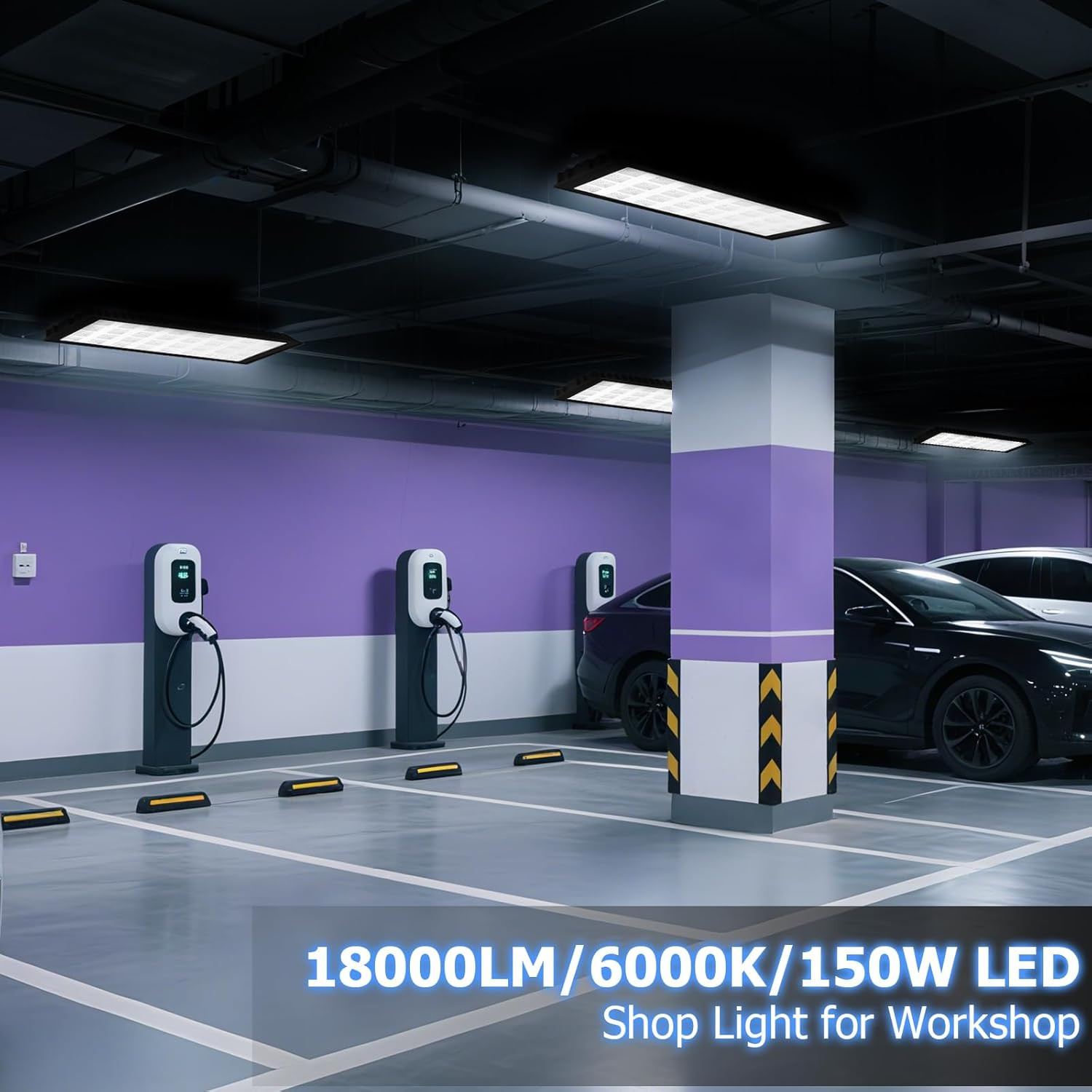 150W LED Shop Lights, 6000K 18000LM Work Light for Garage, Plug in Garage Light