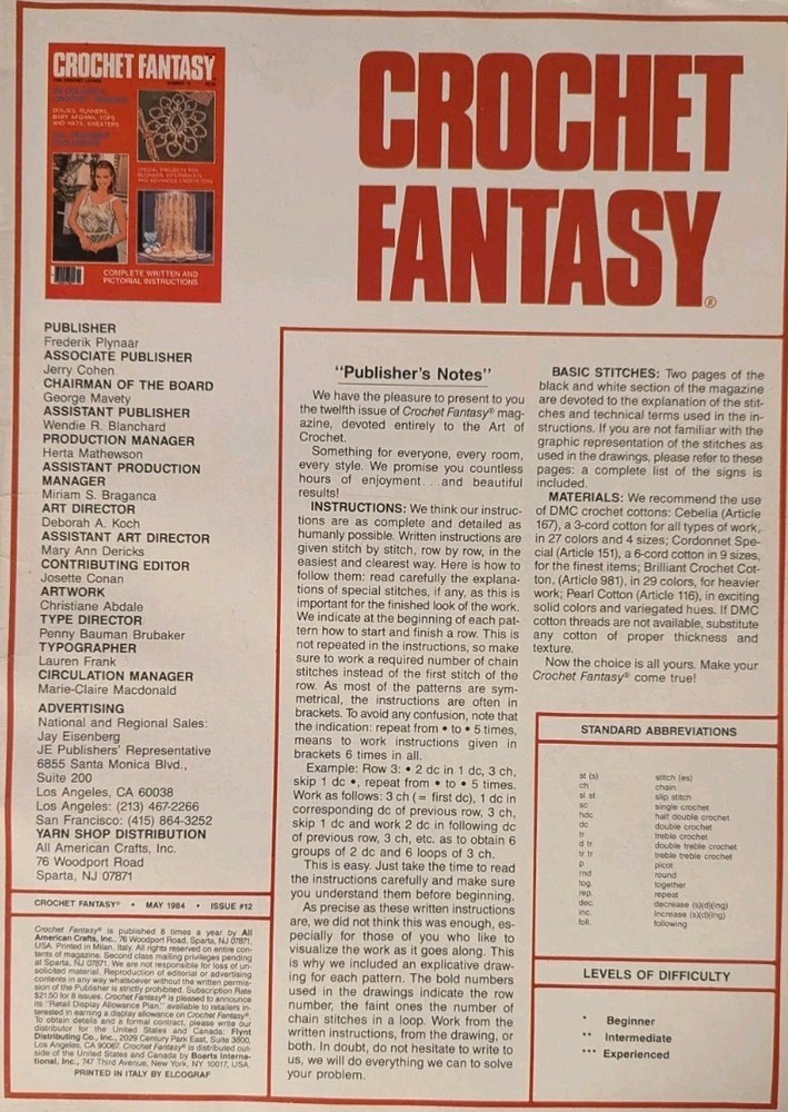 2 Crochet Fantasy Magazine Issues 9 & 12 Pattern Books Doilies Tableclothes