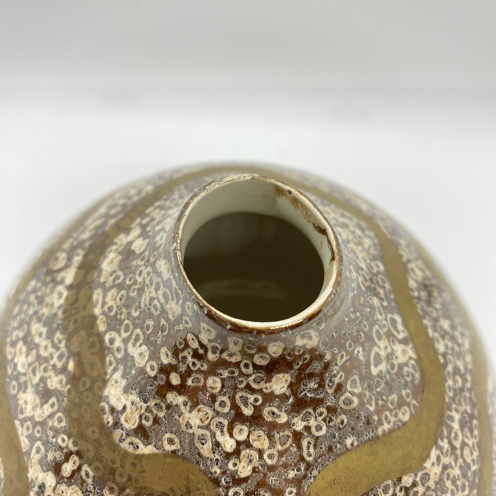 Ceramic bulb vase, earthtones, no chips or cracks, 5" tall