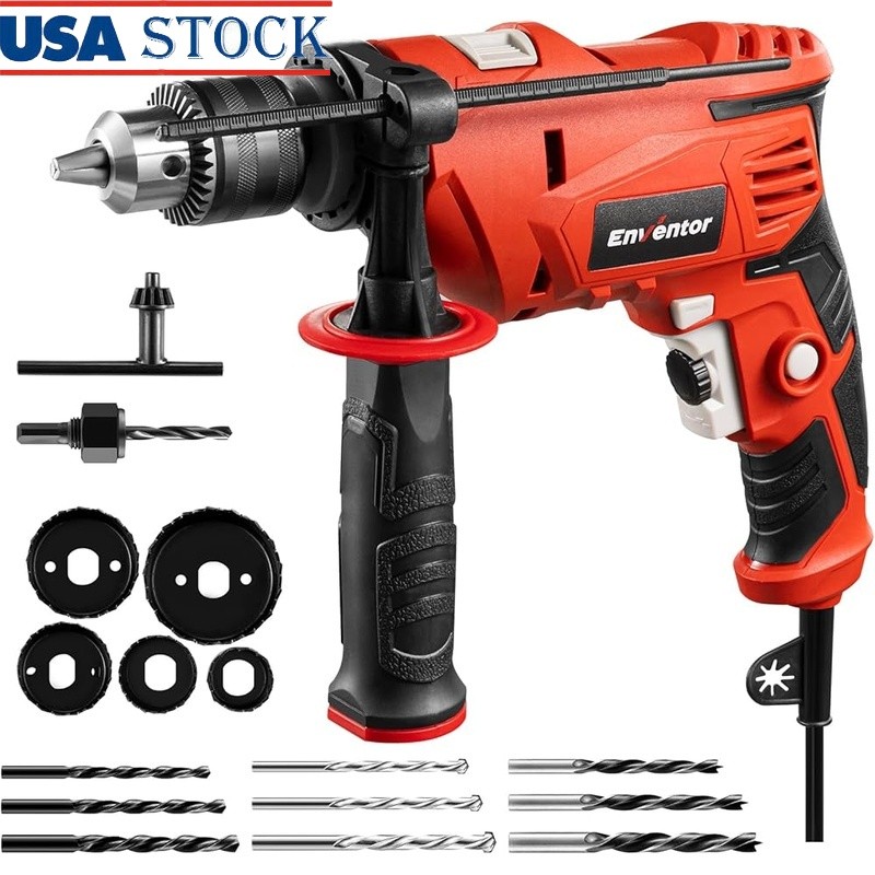 Corded Hammer Drill 7.5A 3000RPM Variable Speed Impact Drill 2-in-1 Function New