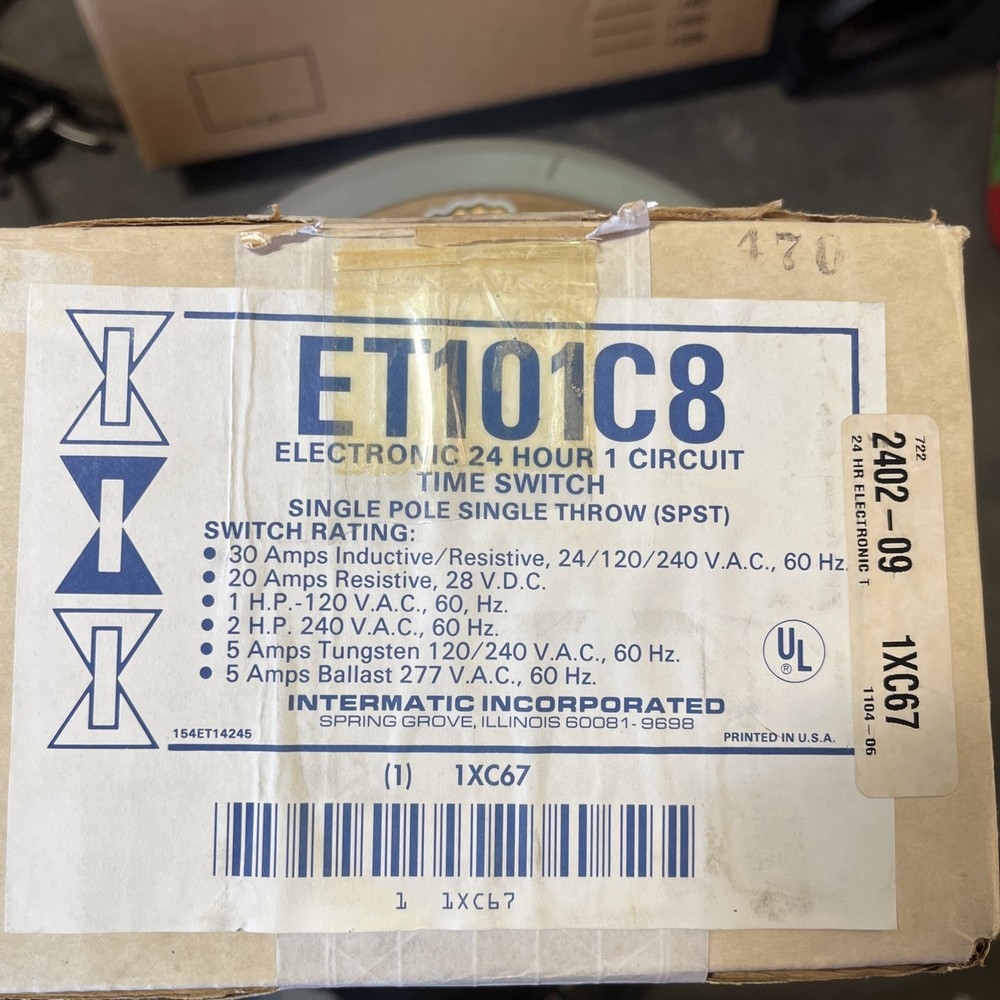 Intermatic Electronic 24 Hour Time Switch Model ET101C Single Pole Single Throw