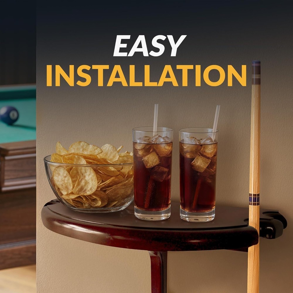 Wall Mount Drink Table Game Room Shelf Cue Holder Billiards Pool Deck Bar Table