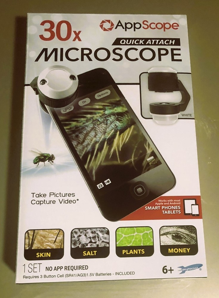 APPSCOPE 30x Quick Attach Microscope for Apple/Android Smartphones & Tablets