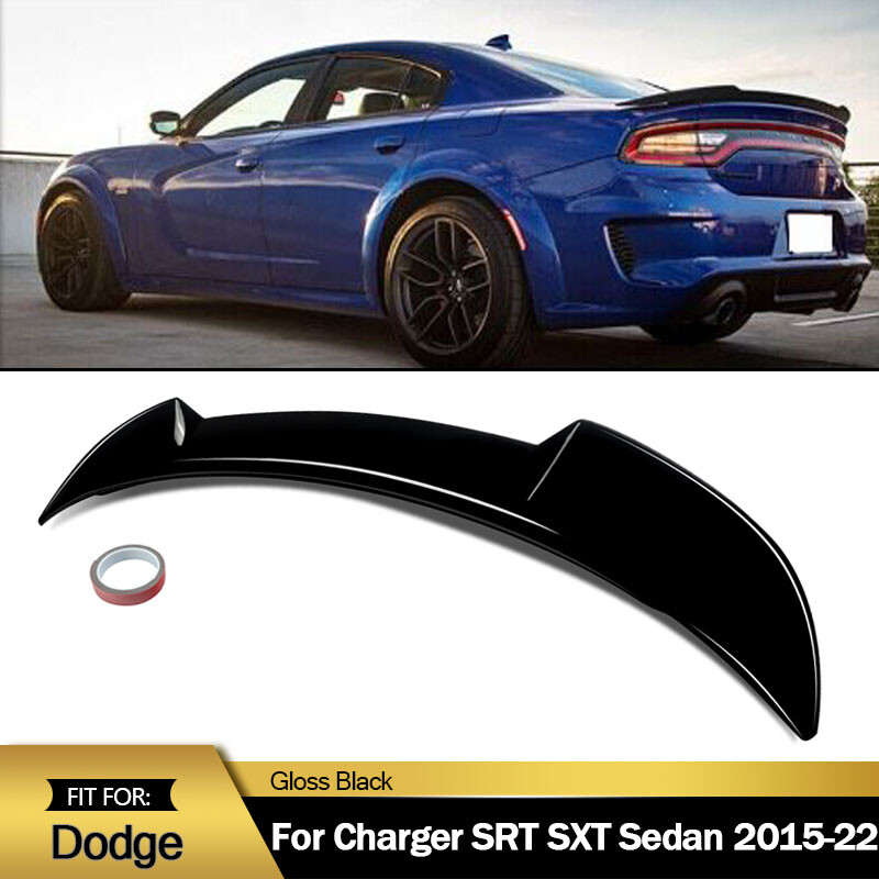 For 2015-2023 Dodge Charger SRT SXT Hellcat Rear Trunk Spoiler Wing Gloss Black