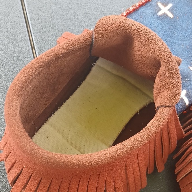 PowWow Regalia - Cowhide Leather Moccasins with Fringe and Edge Beading