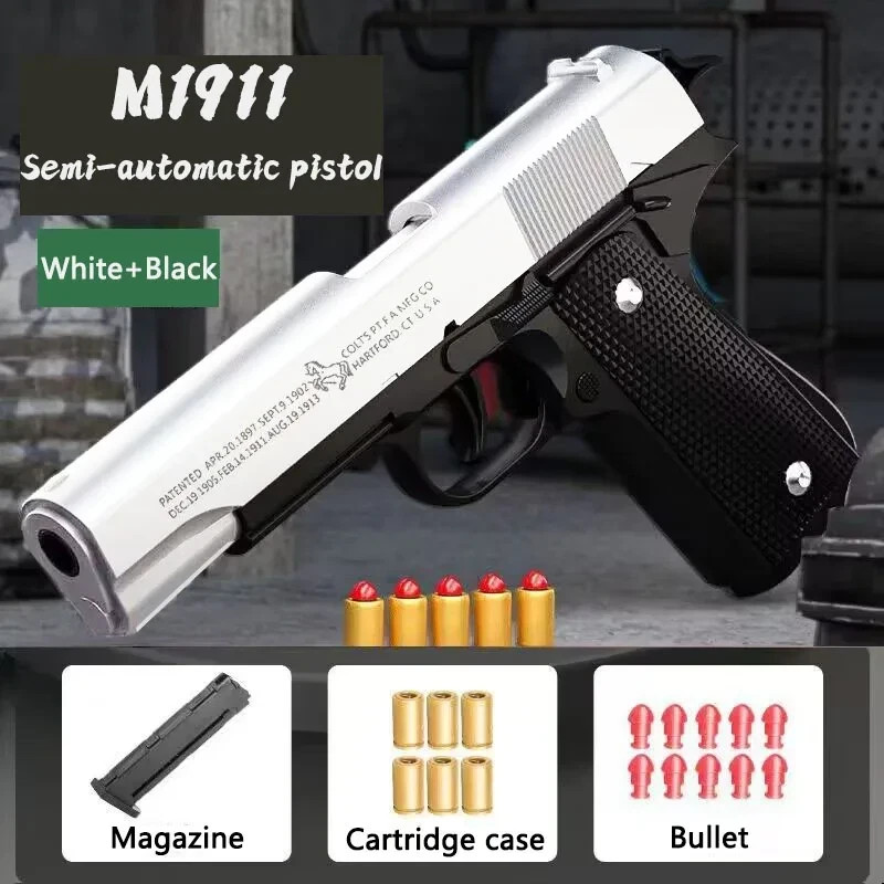 1911 Soft Bullet Toy Shell Ejecting Simulation Pistol Gift for BoysKids
