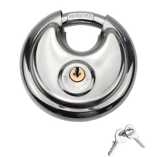 Disc Padlock with Key, Storage Unit Lock, Discus Padlock Heavy Duty Round
