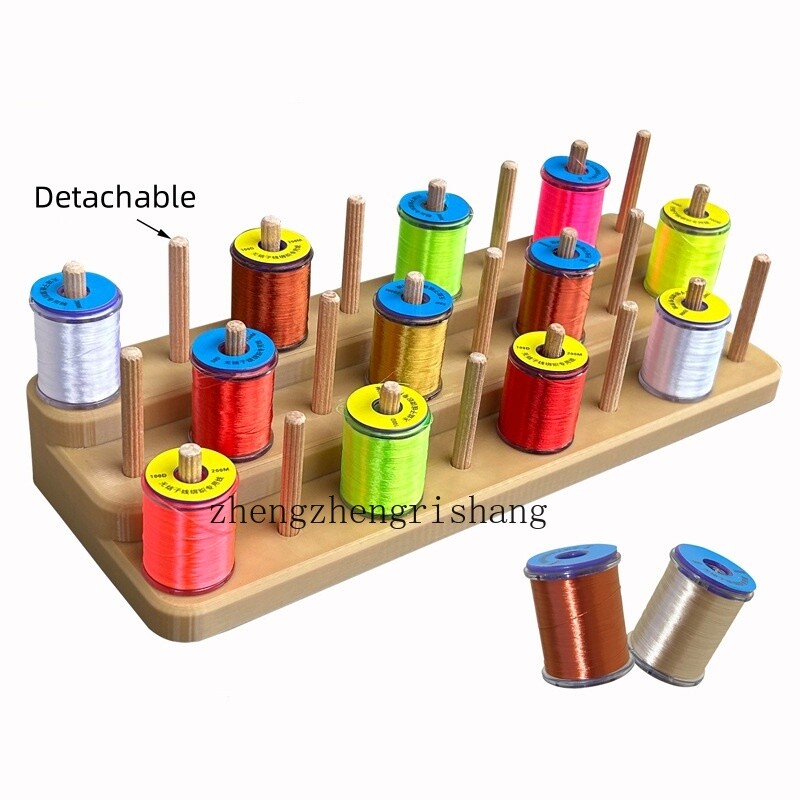 1 Set Wood Rack for Holding Threads Spools Fly Tying Crafting Thread Holder Tool