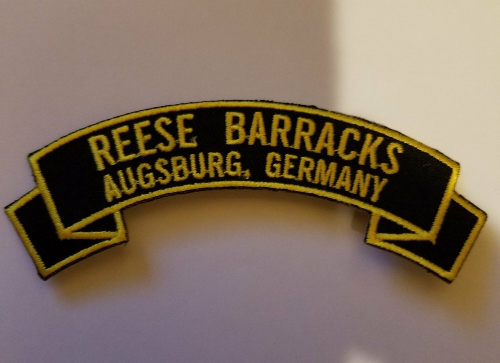 Reese Barracks, Augsburg Germany 4" embroidered scroll tab patch
