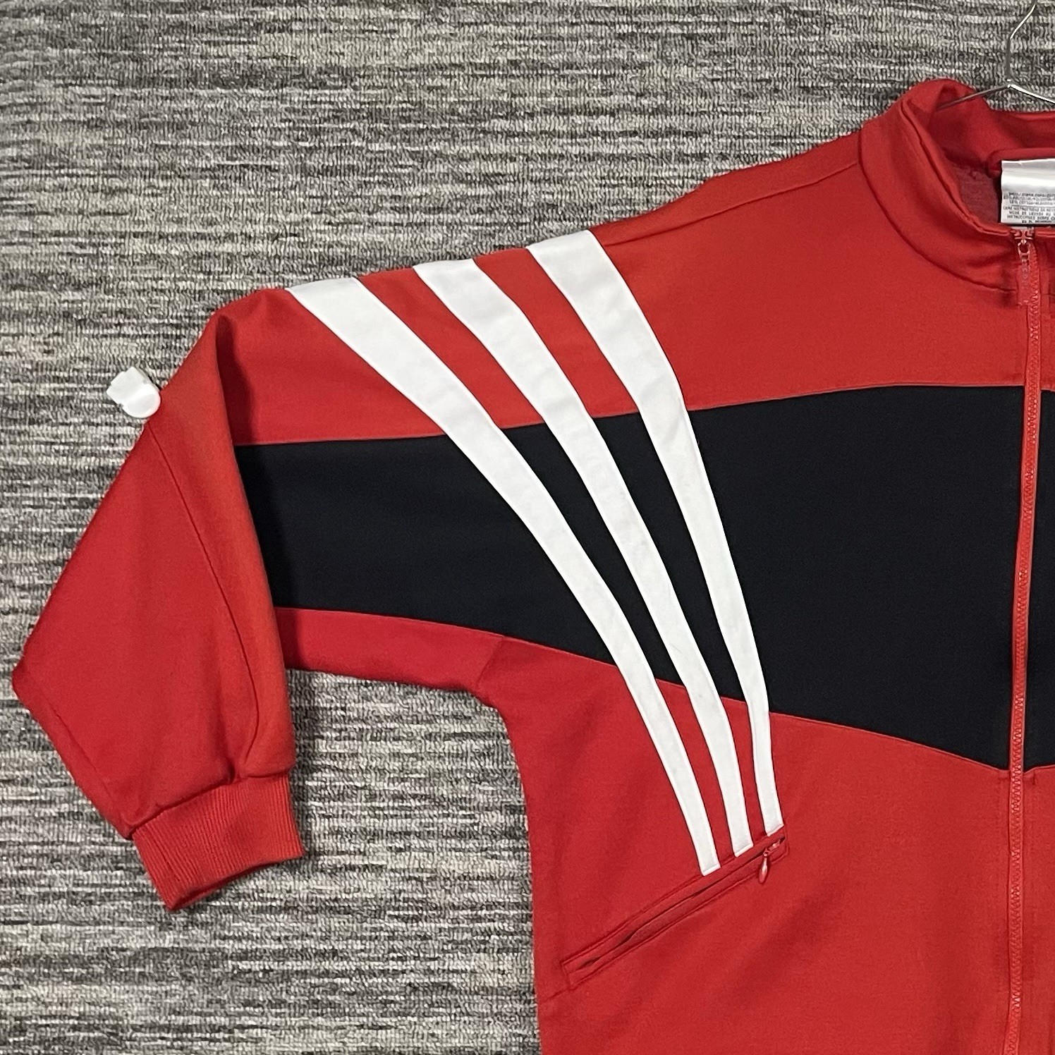 Vintage Adidas Red & Black Track Jacket White Striped Size XL (See Measurements)