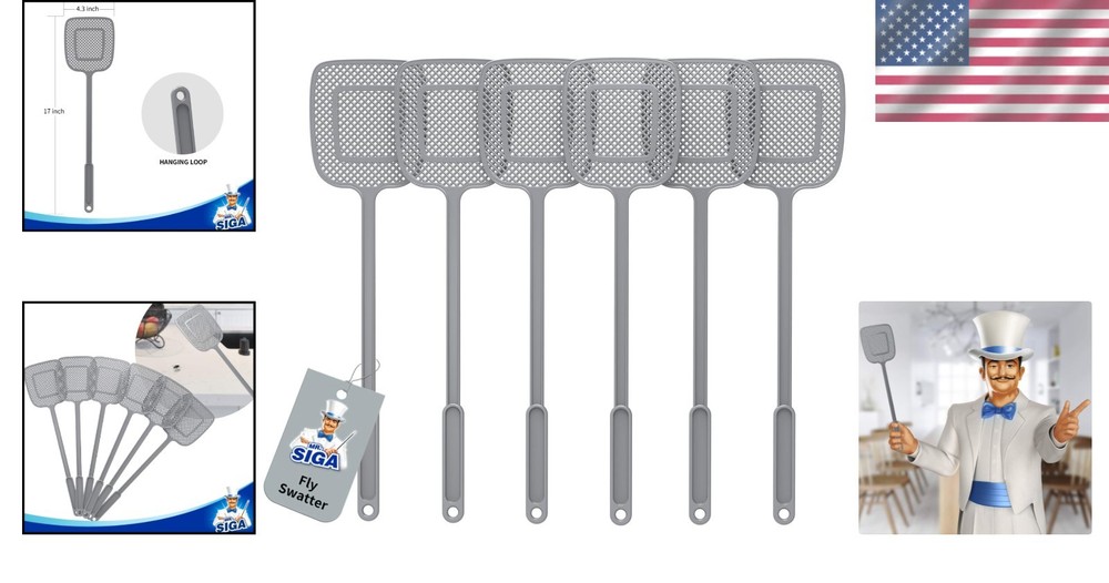 Heavy Duty Long Handle Fly Swatter 6-Pack - Effective Pest Control Solution