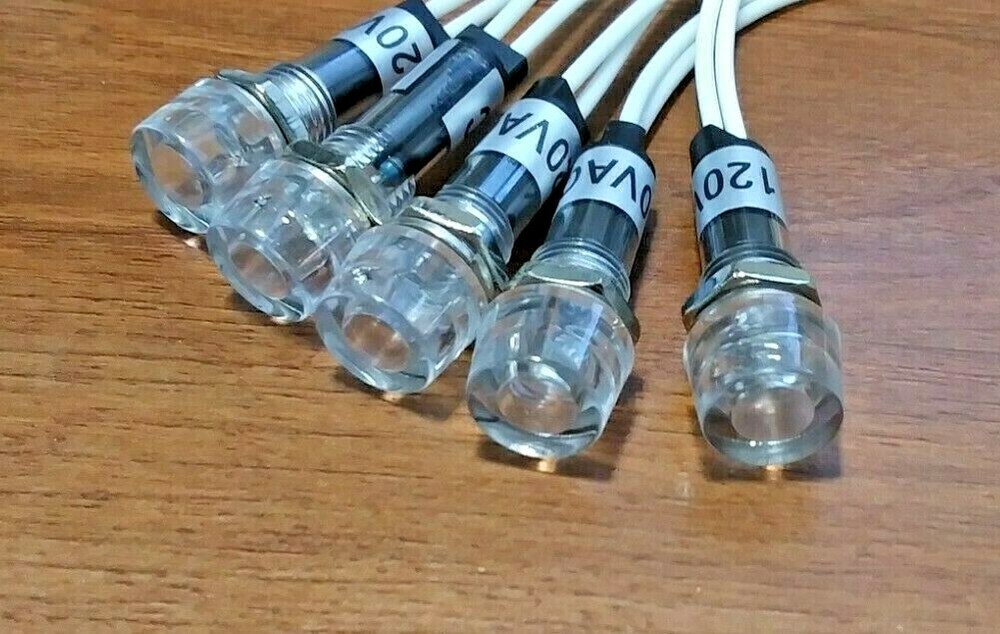 5 BBT Waterproof 120 volt White LED Hi-Profile Indicator Lights