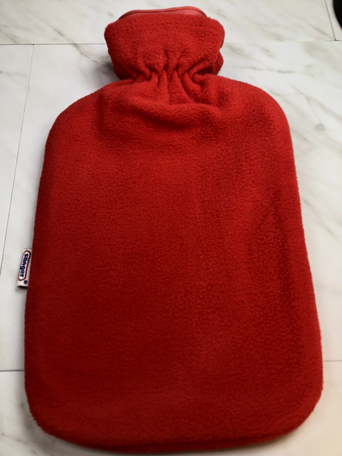 Sanger 2.0 Liter Hot Water Bottle with Red Fleece Cover ~ Made in Germany ~ NEW