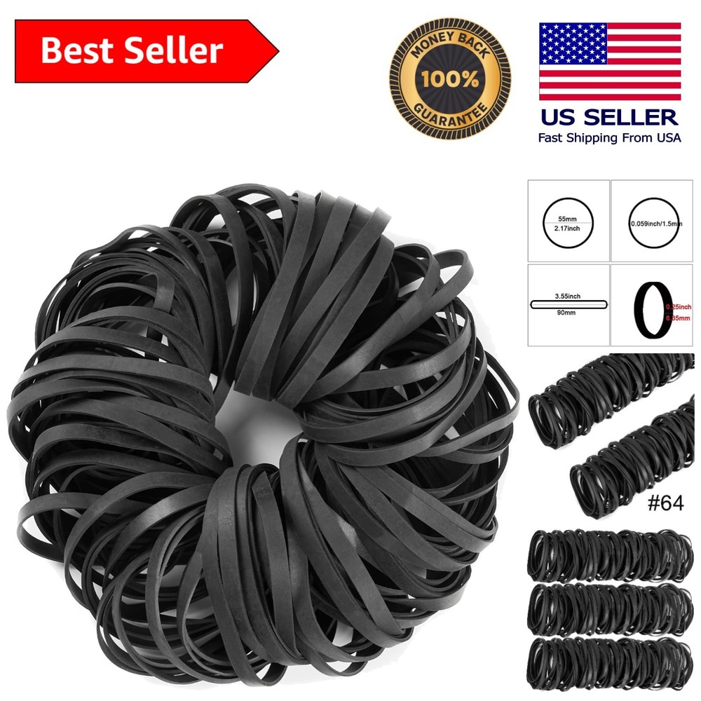 Quality Black Rubber Bands - 0.5 lb High Elasticity for Various Tasks