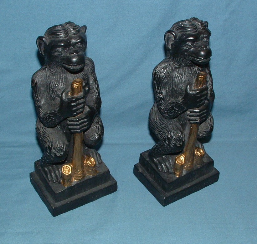 MONKEY / APE CHALKWARE BOOKENDS - GARGOYLES STUDIO - USED