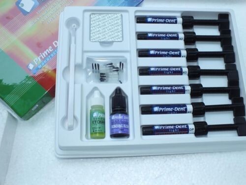 Prime-Dent Light Cure Hybrid Dental Resin Composite 7 Syringe Kit #001-010