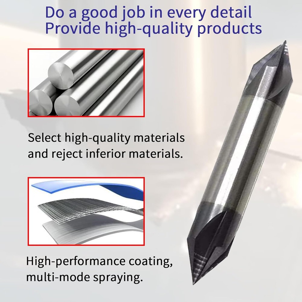 1/2" 4 Flute 60 Degree Solid Carbide Chamfer Mill - Double End - AlTiN Coated