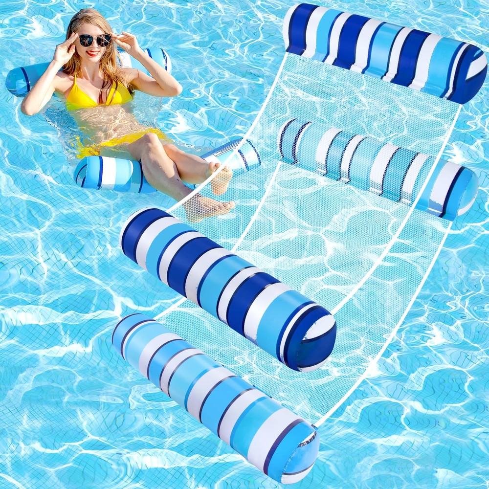 Pool Floats  2 Pack Pool Floats, Inflatable Pool Hammock Float, 4in1 Pool Ham...