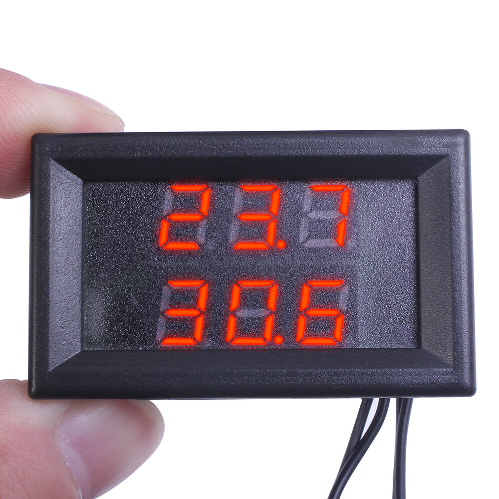 Dual LED Display Digital Thermometer Waterproof Temperature Sensor NTC Probe